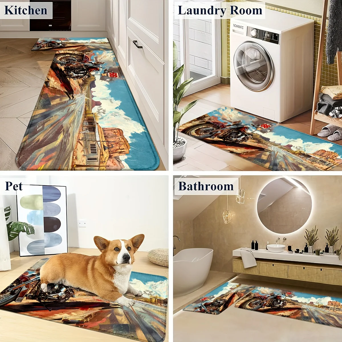 1/2pcs, Motorcycles And Route 66 Kitchen Rugs Non Slip Washable Thicken Kitchen Mat Kitchen Carpet Rugs For Kitchen Floor Kitchen Mats For Floor Kitchen Rugs Non Slip Kitchen Runner - Image 7