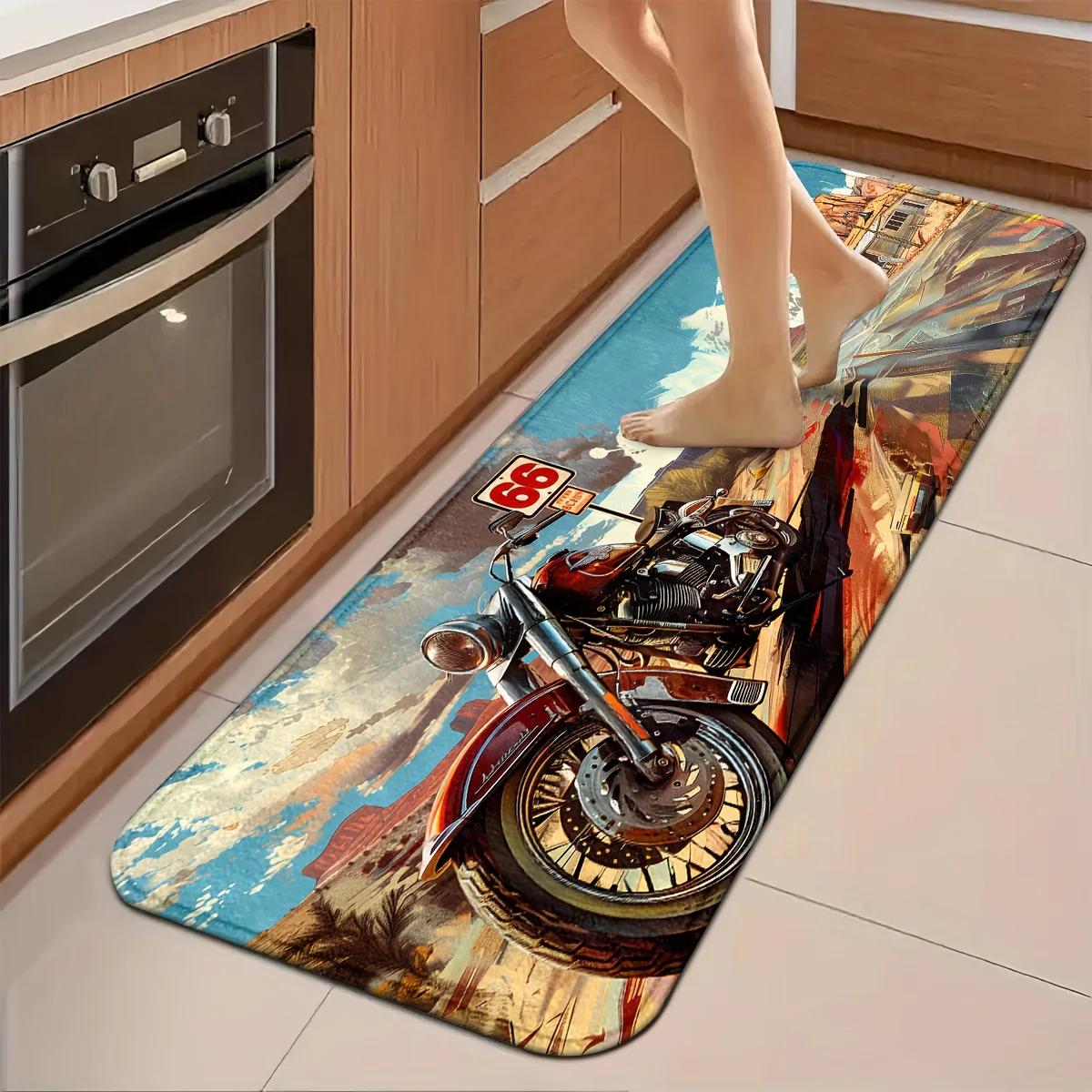 1/2pcs, Motorcycles And Route 66 Kitchen Rugs Non Slip Washable Thicken Kitchen Mat Kitchen Carpet Rugs For Kitchen Floor Kitchen Mats For Floor Kitchen Rugs Non Slip Kitchen Runner - Image 9