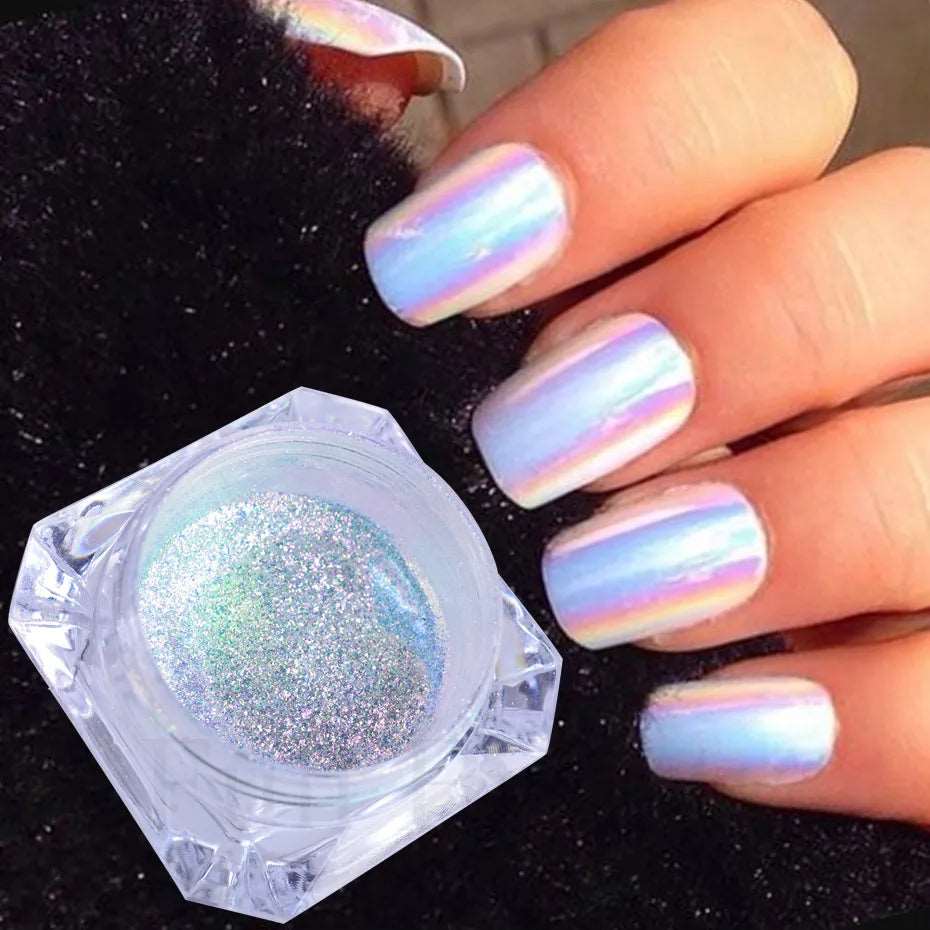 1 Box Aurora Nail Fairy Powder Pigment Pearl White Rubbing on Nail Art Glitter Dust Chrome Manicure Holographic Decorations TRX - Image 19
