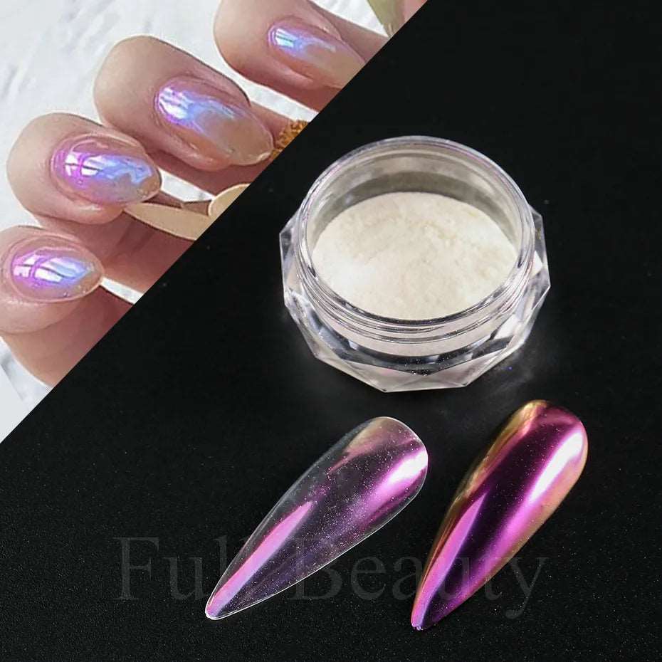 1 Box Aurora Nail Fairy Powder Pigment Pearl White Rubbing on Nail Art Glitter Dust Chrome Manicure Holographic Decorations TRX - Image 28