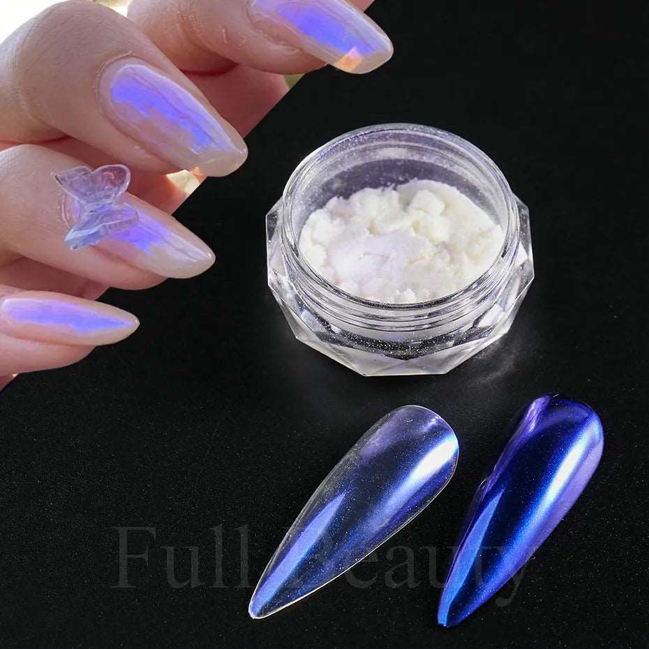 1 Box Aurora Nail Fairy Powder Pigment Pearl White Rubbing on Nail Art Glitter Dust Chrome Manicure Holographic Decorations TRX - Image 29
