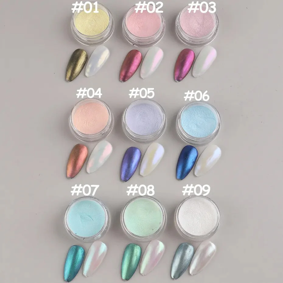 1 Box Aurora Nail Fairy Powder Pigment Pearl White Rubbing on Nail Art Glitter Dust Chrome Manicure Holographic Decorations TRX - Image 5