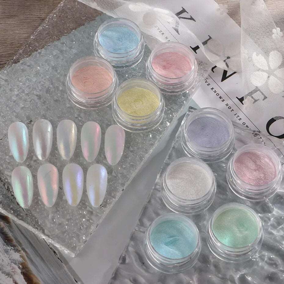 1 Box Aurora Nail Fairy Powder Pigment Pearl White Rubbing on Nail Art Glitter Dust Chrome Manicure Holographic Decorations TRX - Image 6