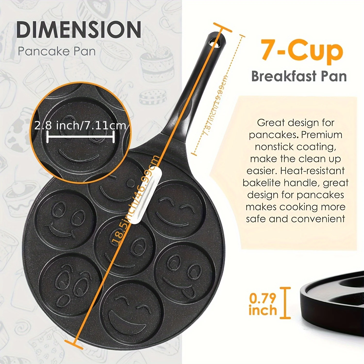 1 Pc Mini Pancake Griddle - 7-Mold Non-Stick Cooking Surface, Compact Kitchenware for Perfect Breakfast, Easy Cleaning, Space-Saving Design, Cookware, Kitchen Supplies, and Essential Kitchen Items - Image 3