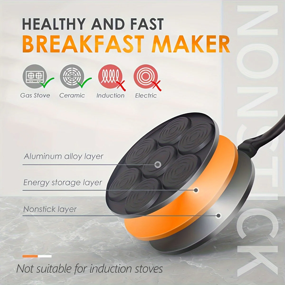 1 Pc Mini Pancake Griddle - 7-Mold Non-Stick Cooking Surface, Compact Kitchenware for Perfect Breakfast, Easy Cleaning, Space-Saving Design, Cookware, Kitchen Supplies, and Essential Kitchen Items - Image 5