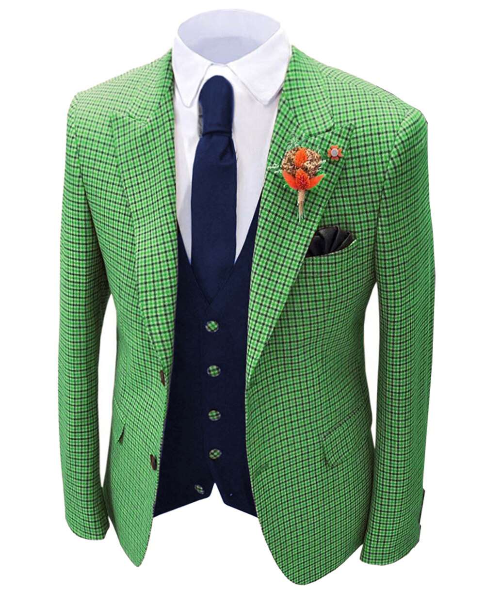 1 piece Orange Men's Plaid Wool Tweed Blazer Groomsmen Tuxedo - Image 4