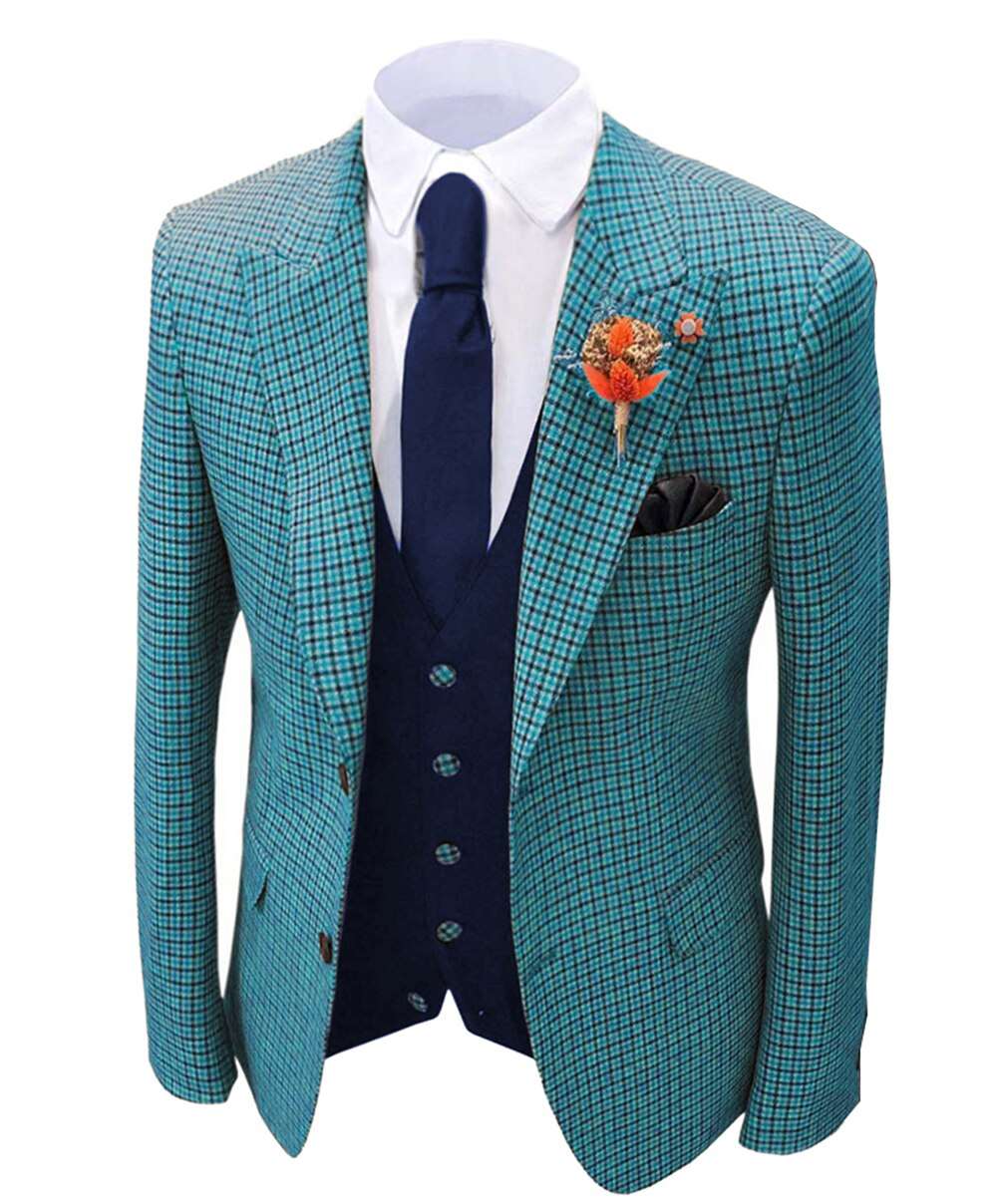 1 piece Orange Men's Plaid Wool Tweed Blazer Groomsmen Tuxedo - Image 6
