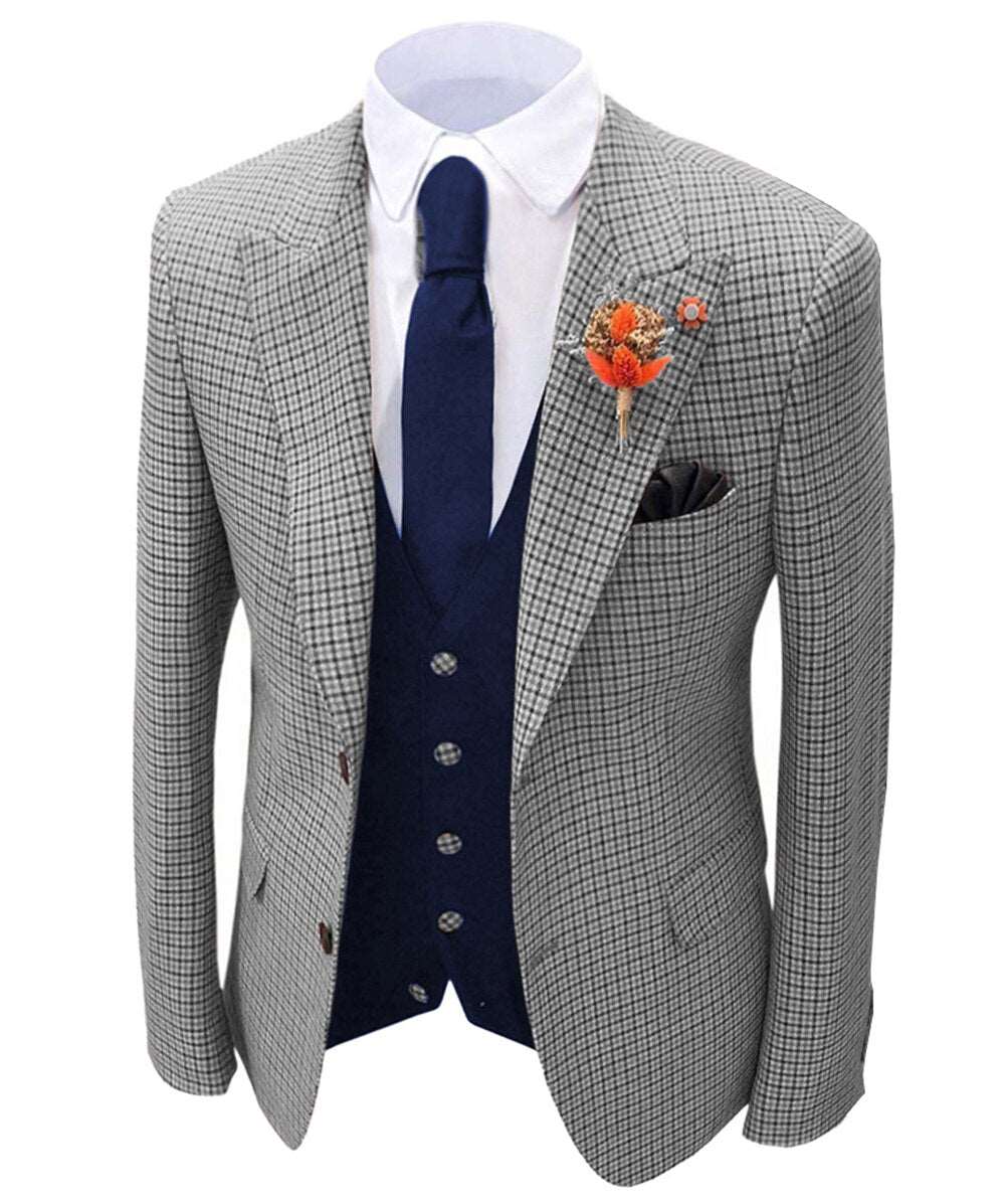1 piece Orange Men's Plaid Wool Tweed Blazer Groomsmen Tuxedo - Image 9