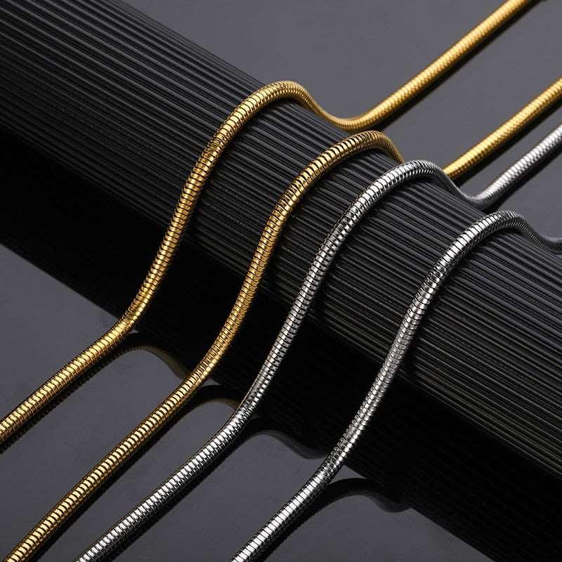 1 Piece Width 1/2/3/4mm Round Snake Chain Necklace Stainless Steel Chain Chokers