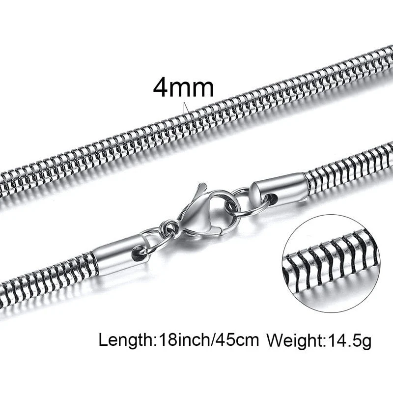 1 Piece Width 1/2/3/4mm Round Snake Chain Necklace Stainless Steel Chain Chokers - Image 4