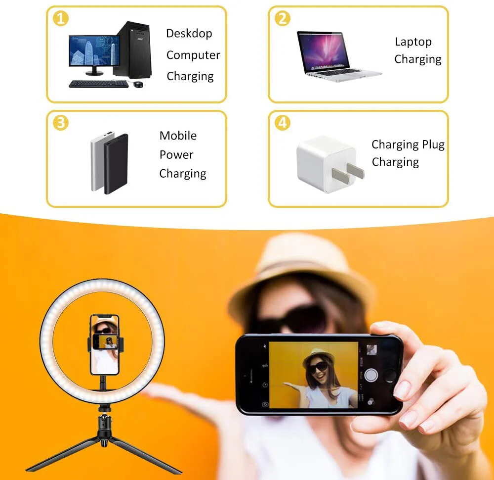 10" LED ring light 26cm Photography Lighting Dimmable Selfie RGB lamp with tripod for makeup Youtube Tiktok phone camera video - Image 11