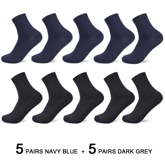 10 Pairs/Lot Men's Bamboo Fiber Socks 2023 New Compression Autumn Long Black Business Casual Man Dress Sock Gift Plus Size 42-45 - Image 10