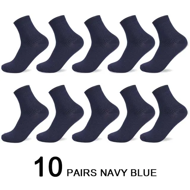 10 Pairs/Lot Men's Bamboo Fiber Socks 2023 New Compression Autumn Long Black Business Casual Man Dress Sock Gift Plus Size 42-45 - Image 16