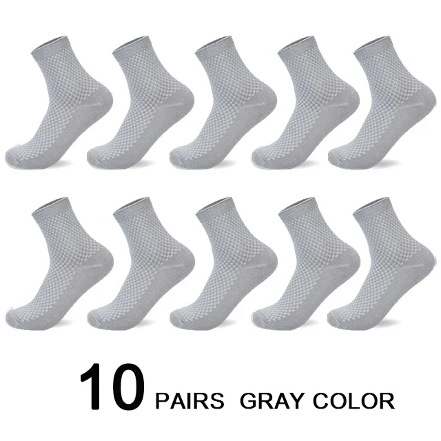 10 Pairs/Lot Men's Bamboo Fiber Socks 2023 New Compression Autumn Long Black Business Casual Man Dress Sock Gift Plus Size 42-45 - Image 17