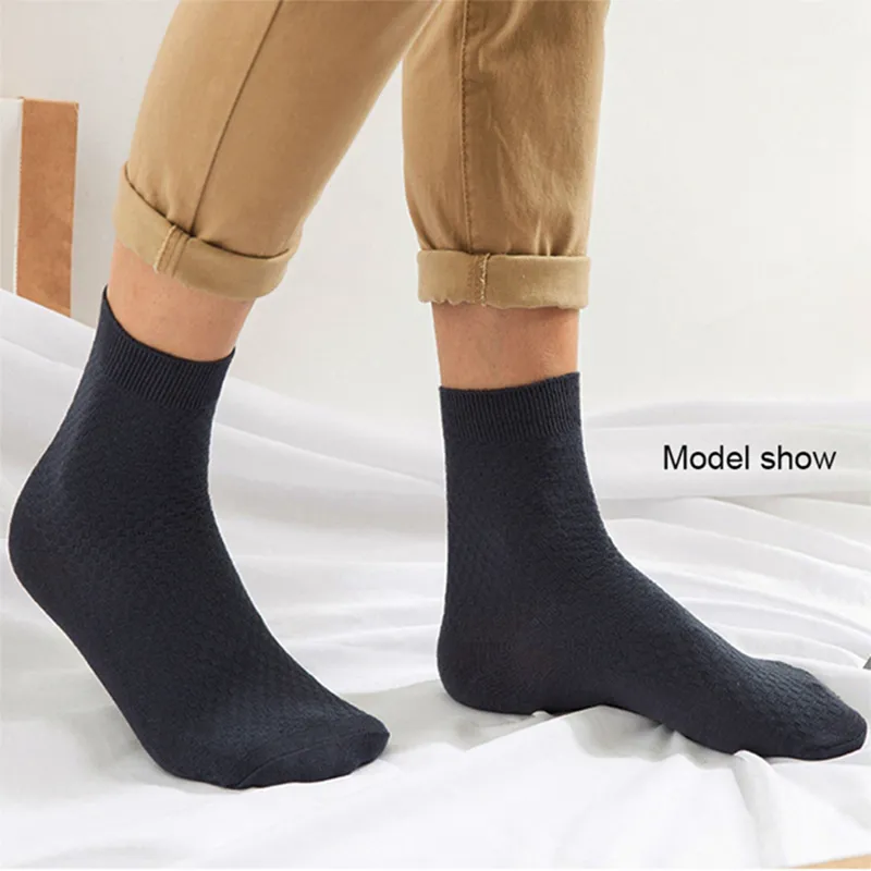 10 Pairs/Lot Men's Bamboo Fiber Socks 2023 New Compression Autumn Long Black Business Casual Man Dress Sock Gift Plus Size 42-45 - Image 2