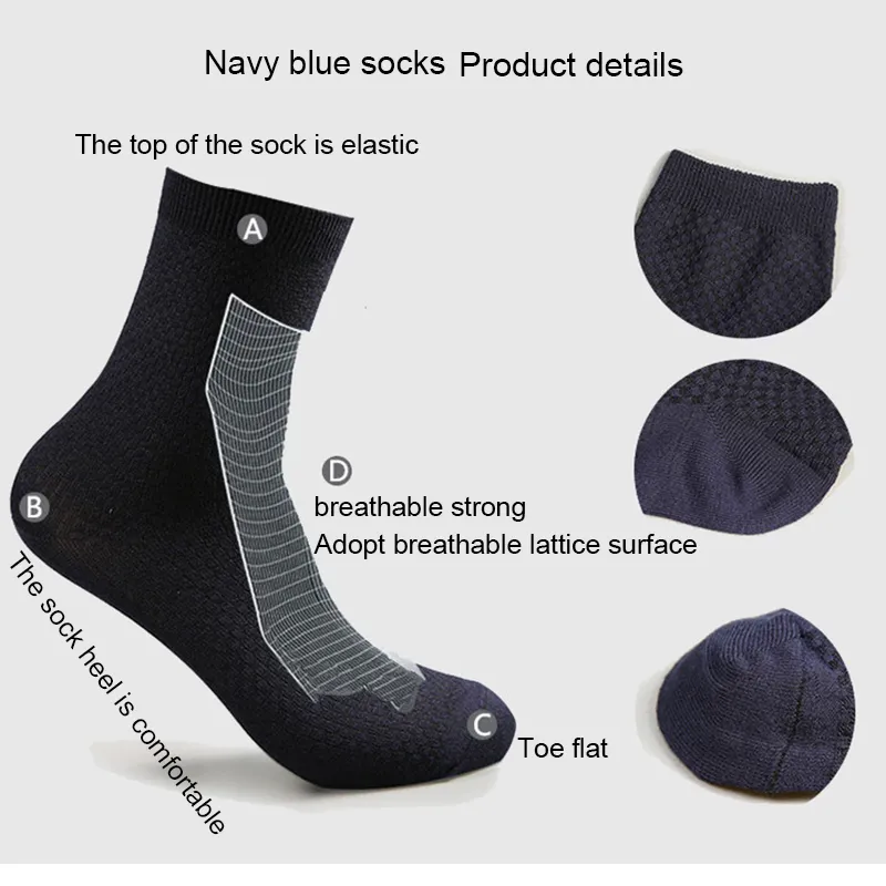 10 Pairs/Lot Men's Bamboo Fiber Socks 2023 New Compression Autumn Long Black Business Casual Man Dress Sock Gift Plus Size 42-45 - Image 4