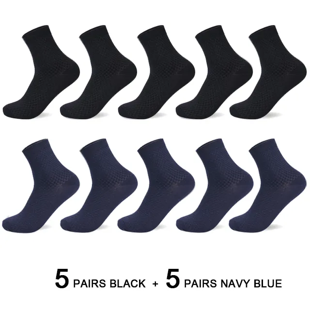 10 Pairs/Lot Men's Bamboo Fiber Socks 2023 New Compression Autumn Long Black Business Casual Man Dress Sock Gift Plus Size 42-45 - Image 8