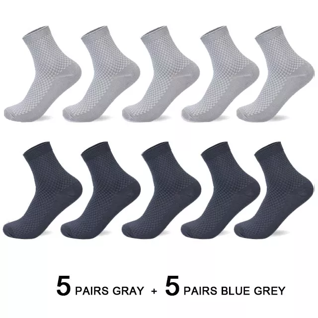 10 Pairs/Lot Men's Bamboo Fiber Socks 2023 New Compression Autumn Long Black Business Casual Man Dress Sock Gift Plus Size 42-45 - Image 9