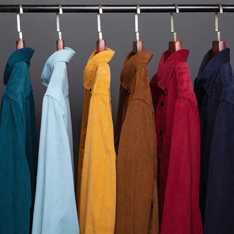 100% Cotton Men's Corduroy Shirts Long Sleeve Casual Regular Fit Business Dress Shirts  Man Comfortable Pocket Clothes 7XL 6XL - Image 3