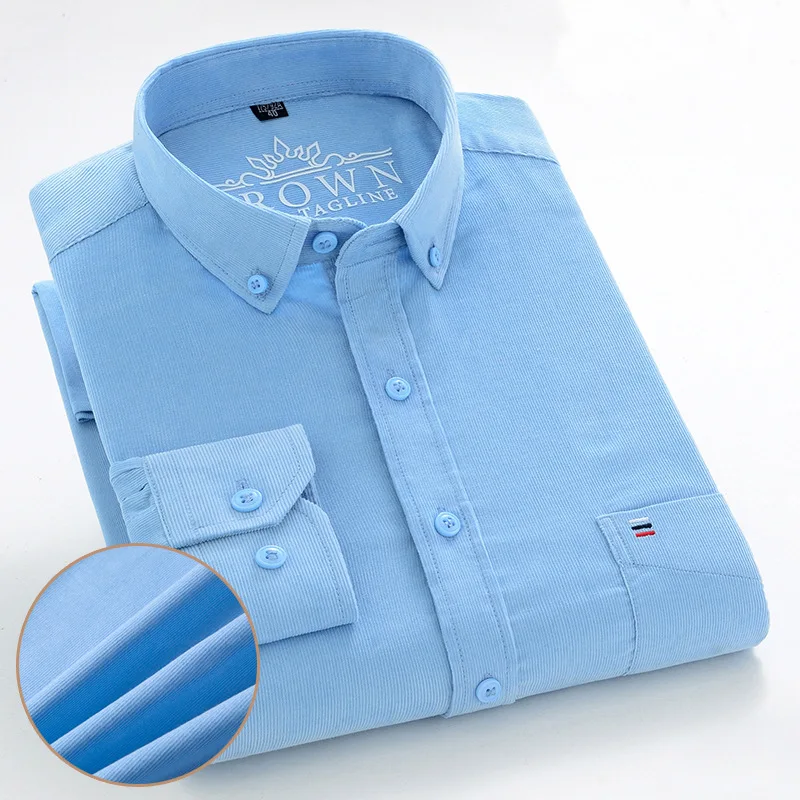 100% Cotton Men's Corduroy Shirts Long Sleeve Casual Regular Fit Business Dress Shirts  Man Comfortable Pocket Clothes 7XL 6XL - Image 7