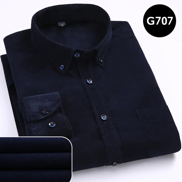 100% Cotton Men's Corduroy Shirts Long Sleeve Casual Regular Fit Business Dress Shirts  Man Comfortable Pocket Clothes 7XL 6XL - Image 8