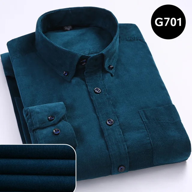 100% Cotton Men's Corduroy Shirts Long Sleeve Casual Regular Fit Business Dress Shirts  Man Comfortable Pocket Clothes 7XL 6XL - Image 9
