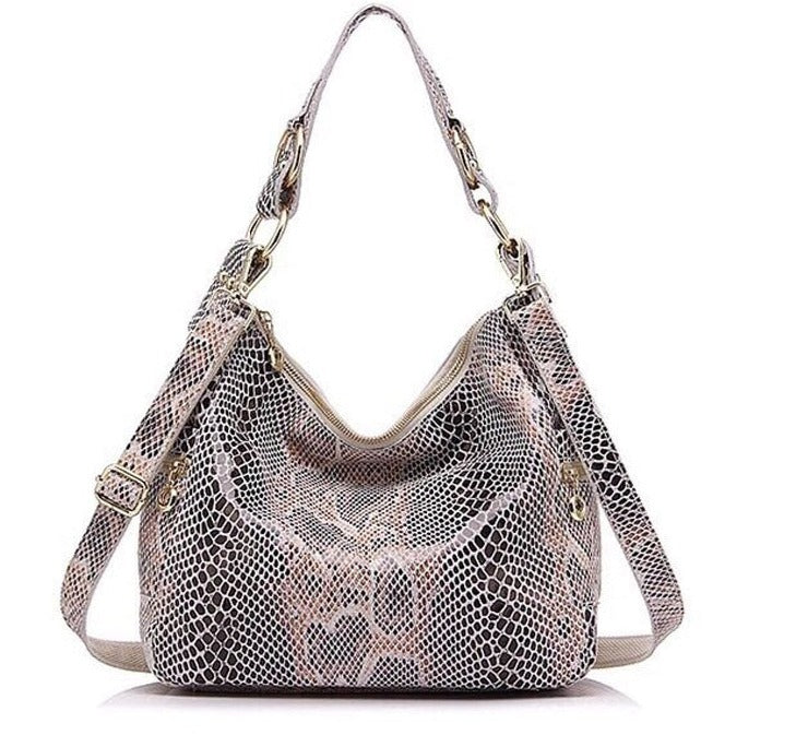 100% Real Leather Lady Shiny Snake Bags Shiny Serpentine Embossed Genuine Leather Handbags For Women