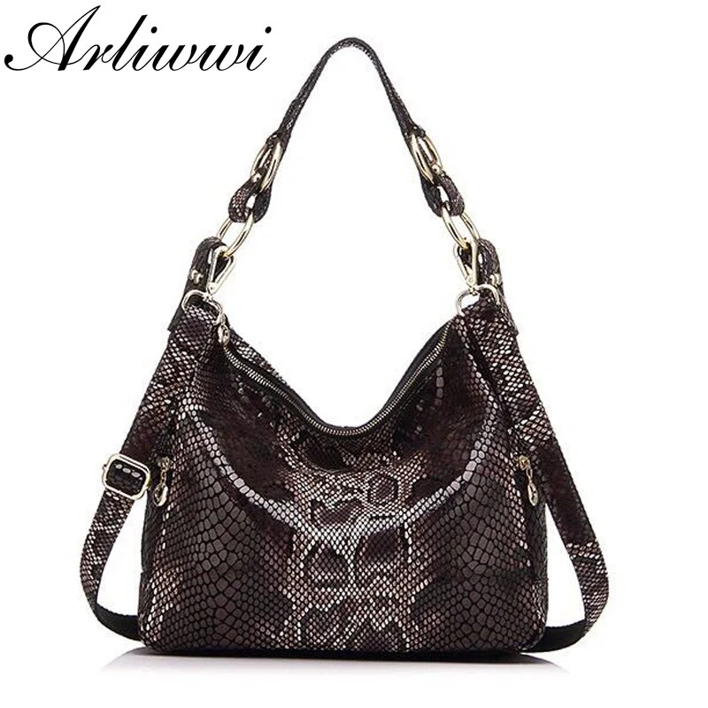 100% Real Leather Lady Shiny Snake Bags Shiny Serpentine Embossed Genuine Leather Handbags For Women - Image 3