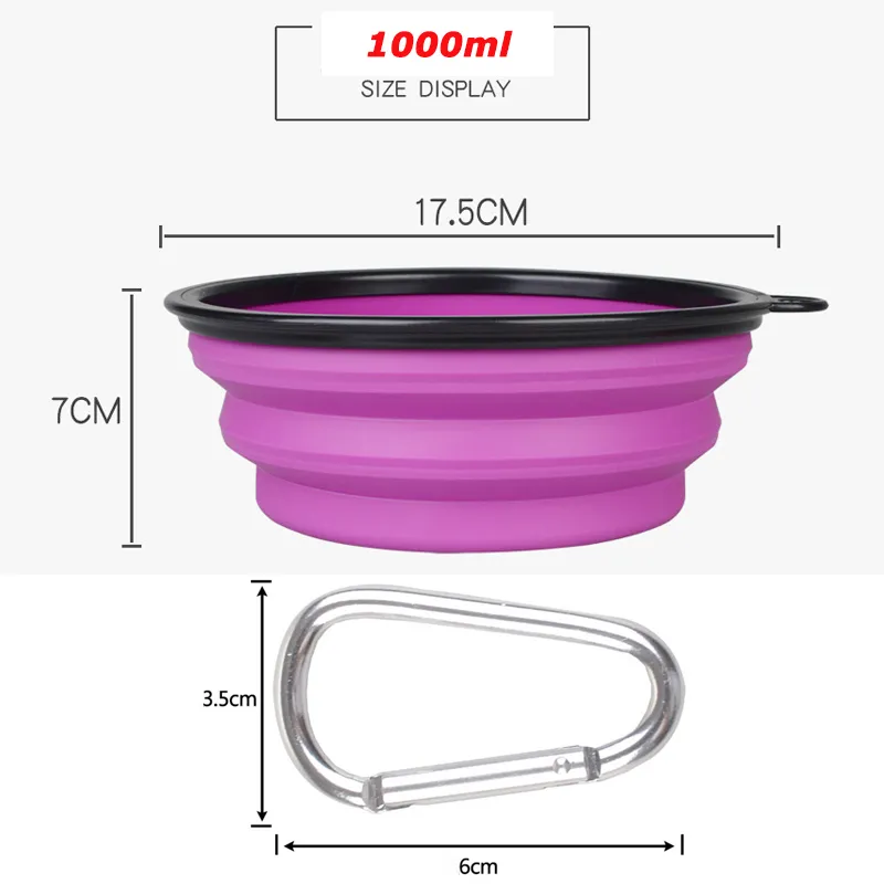 1000ml Large Collapsible Dog Pet Folding Silicone Bowl Outdoor Travel Portable Puppy Food Container Feeder Dish Bowl - Image 5