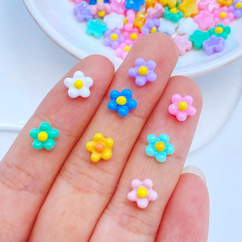 100Pcs New Cute Mini Sun Flower Series Resin Flatback Cabochon Scrapbook Kawaii Embellishments Accessories - Image 2