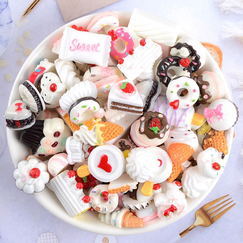 10Pcs/Bag Y2k Kawaii Nail Art Decoration DIY Nail Charms 3D Donut Ice Cream Bear Candy Lollipop Nail Figure Exquisite Nail Tools - Image 3