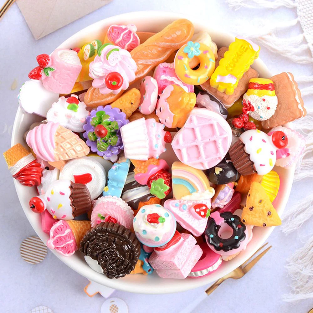 10Pcs/Bag Y2k Kawaii Nail Art Decoration DIY Nail Charms 3D Donut Ice Cream Bear Candy Lollipop Nail Figure Exquisite Nail Tools - Image 9