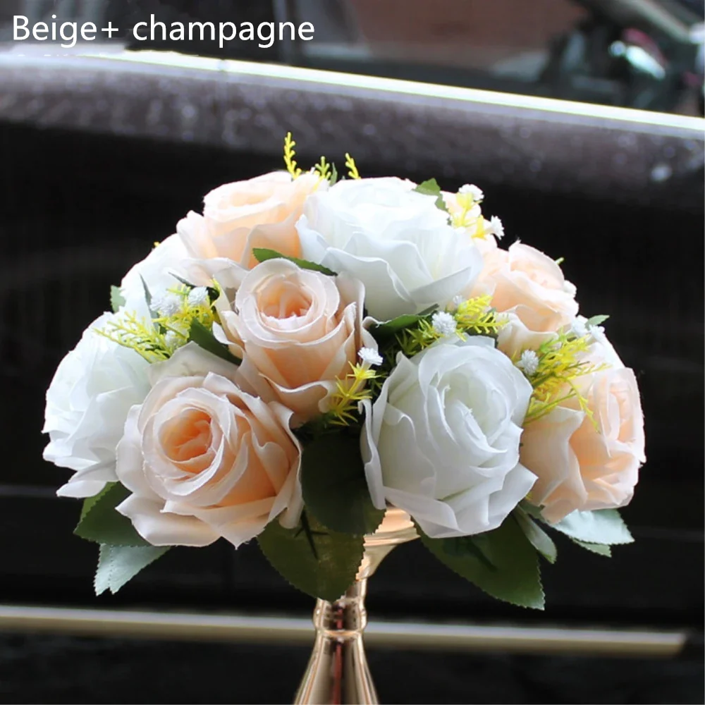 10PCS/Lot 15 Head Road led Flowers Wedding Fabric&Plastic Simulation Rose Road Lead Party Centerpiece Flores Home Decoration - Image 2