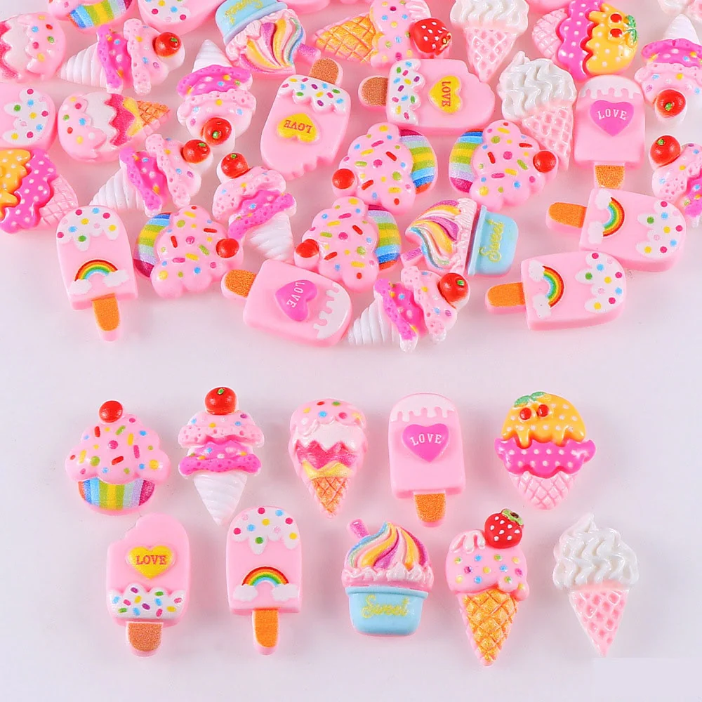10pcs/lot 3D Nail Art DIY Decor Ice Cream Cake Kawaii Resin Charms Decoration Japanese Style - Image 2