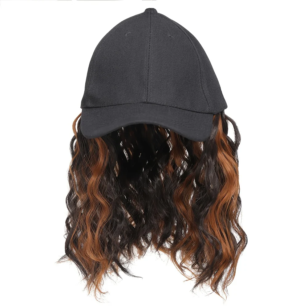 12 Inch Short Wave Baseball Cap Wig With Curly Hair Extension Synthetic Wave Wig Hat For Women Adjustable Baseball Hat Wig - Image 10