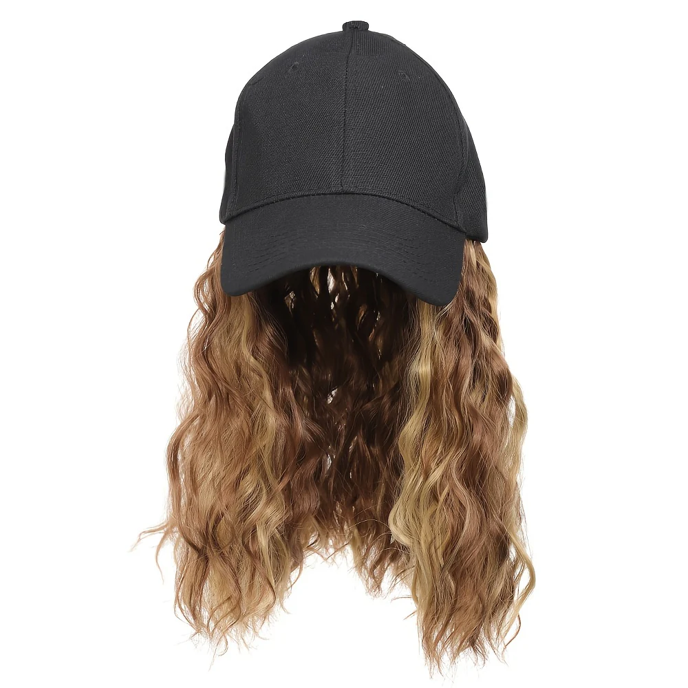 12 Inch Short Wave Baseball Cap Wig With Curly Hair Extension Synthetic Wave Wig Hat For Women Adjustable Baseball Hat Wig - Image 14