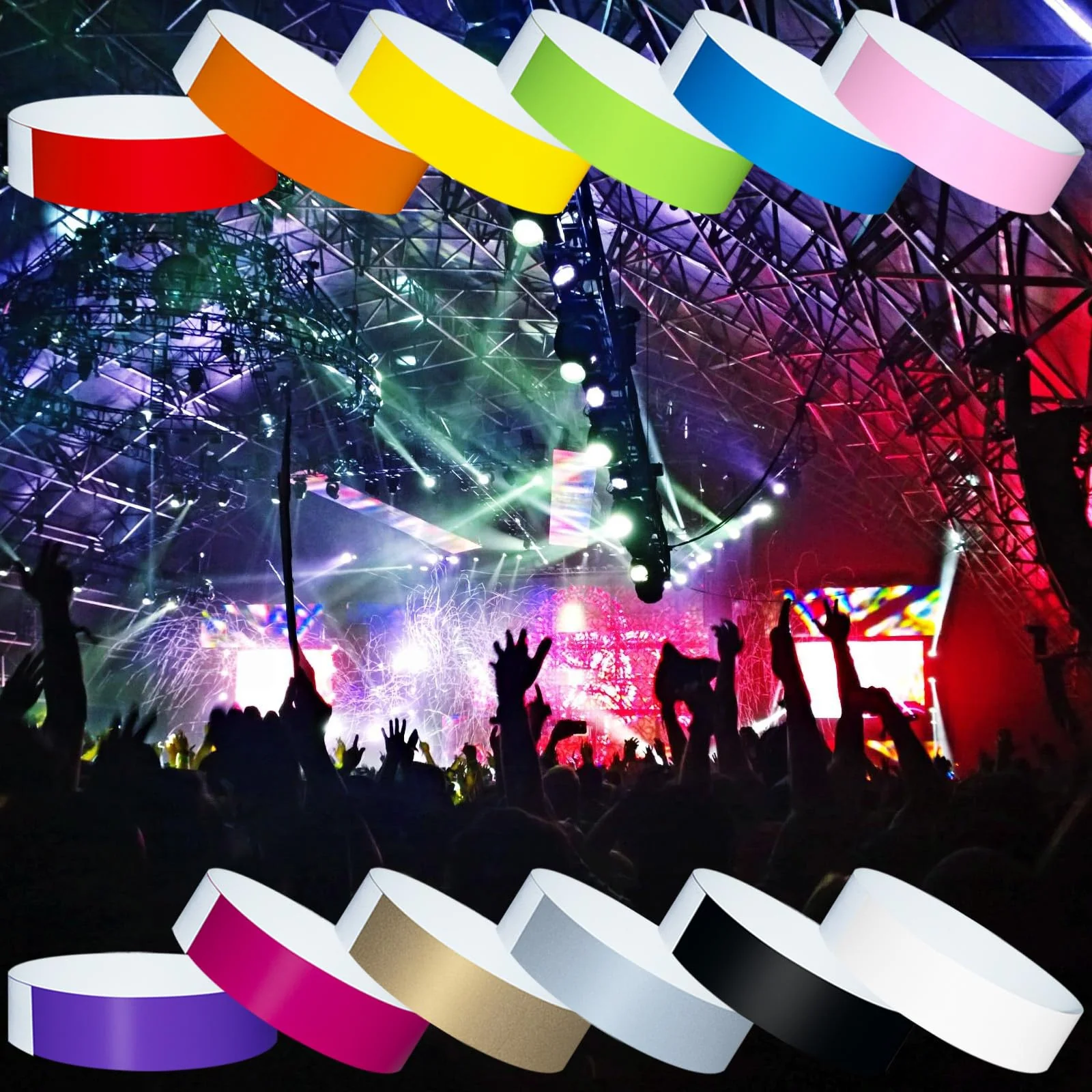 1200 Pcs Paper Wristbands for Events Plastic Neon Color Wrist Bands Concert Identification Wristbands Paper Bracelets Wristbands Party Hand Bands (Multicolor) - Image 4