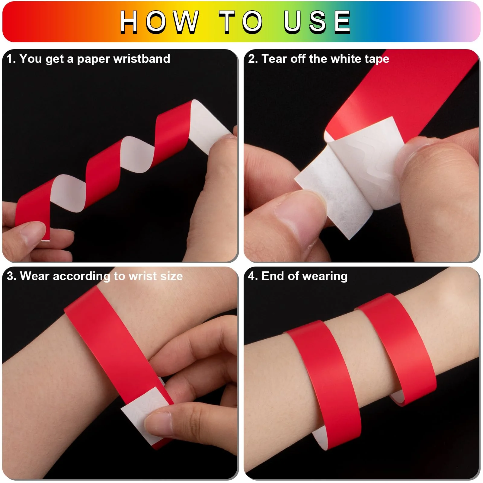 1200 Pcs Paper Wristbands for Events Plastic Neon Color Wrist Bands Concert Identification Wristbands Paper Bracelets Wristbands Party Hand Bands (Multicolor) - Image 5