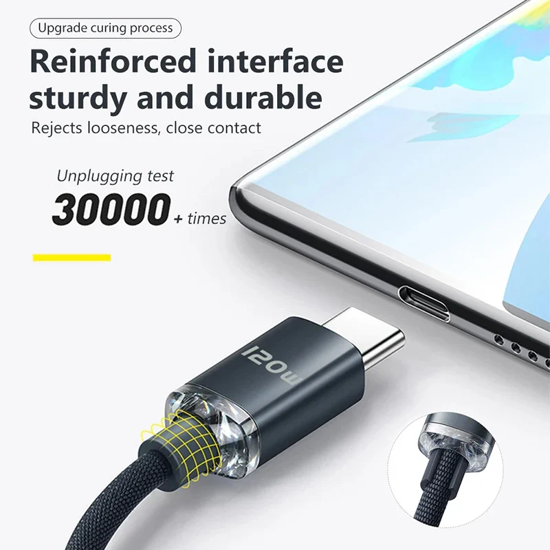 120W 6A Fast Charge USB Type C Quick Charge Cable For Samsung S23 Realme Xiaomi 13 Huawei Phone Fast Charging Cable Data Cables - Image 2