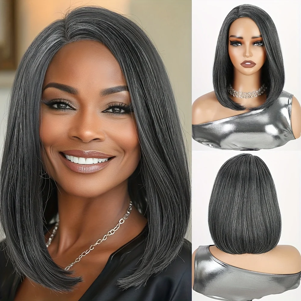 14-Inch Straight Synthetic Bob Wig with Ombre Effect - Black to Red, Heat-Resistant Fiber, Daily Cosplay & Party Style, High-Density Rose Net, Perfect for Women, Party Hair Accessory | Stylish Hairpiece | Heatresistant Fiber, - Image 16