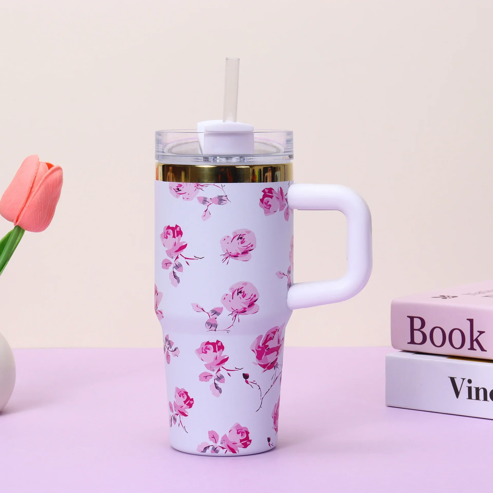 14oz Car Cup 304 Stainless Steel Insulated Travel Tumbler with Handle Straw Lid & Cold Retention for Vehicle, Office, Gifts - Image 8
