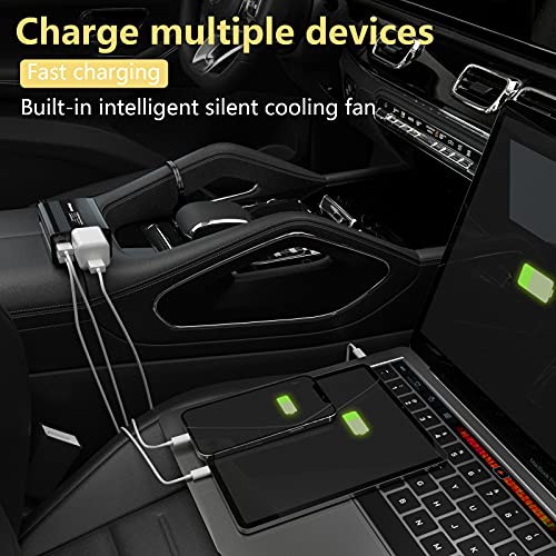 150W Power Inverter 12V DC to 110V AC Car Plug Adapter Outlet Converter with 3.1A Dual USB AC car Charger for Laptop Computer Black - Image 7
