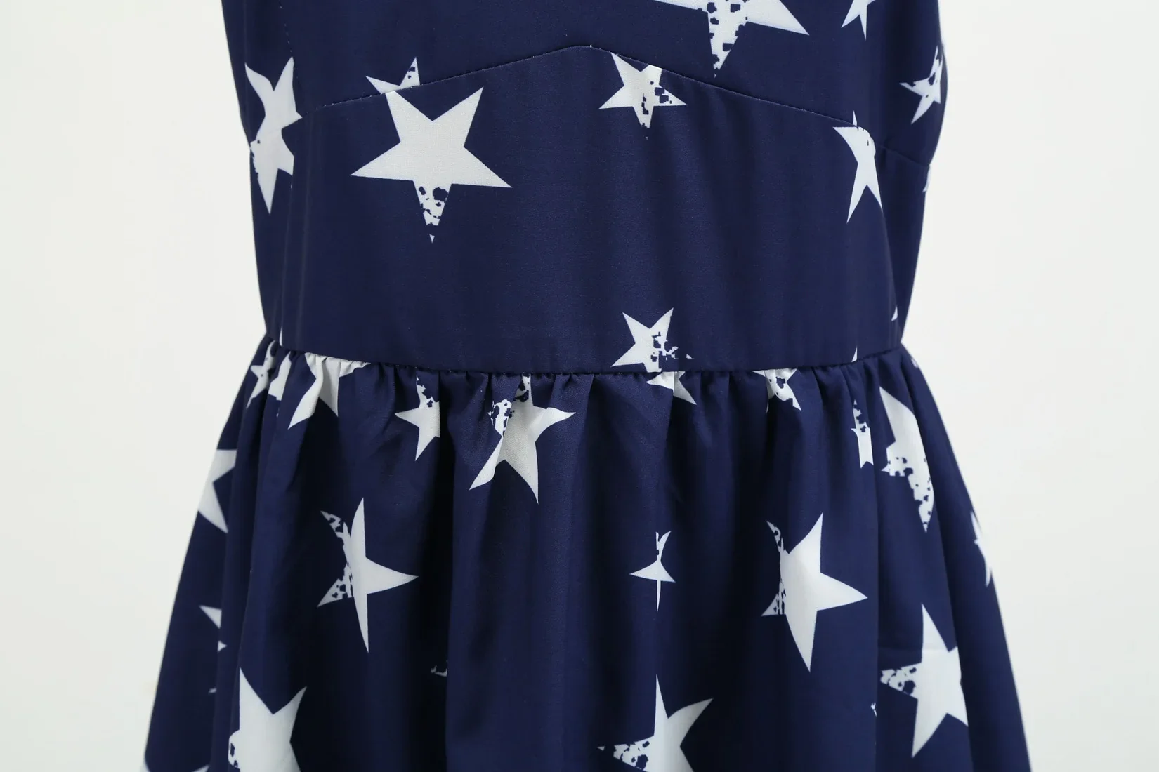 1950s60s Retro Dress American Independence Day Retro Women's Wear Halter Wrap Chest Star Stripe Print Large Swing Dress - Image 4