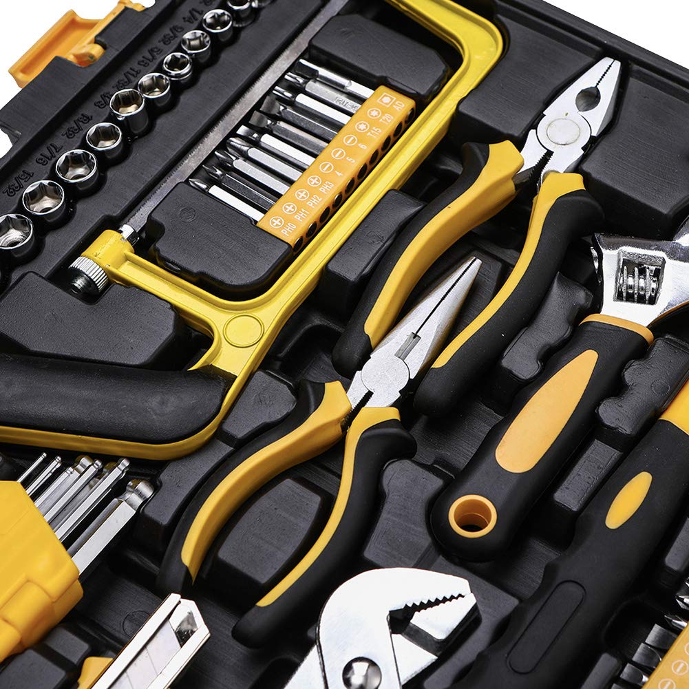 198 Piece Mechanics Tool Set Socket Wrench Auto Repair Tool Combination Mixed Tools Set Hand Tool Kit with Plastic Toolbox Organizer Storage Case - Image 4