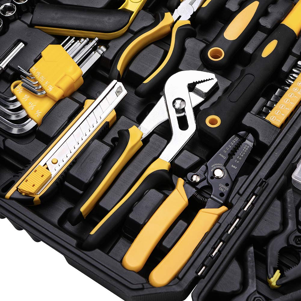 198 Piece Mechanics Tool Set Socket Wrench Auto Repair Tool Combination Mixed Tools Set Hand Tool Kit with Plastic Toolbox Organizer Storage Case - Image 5