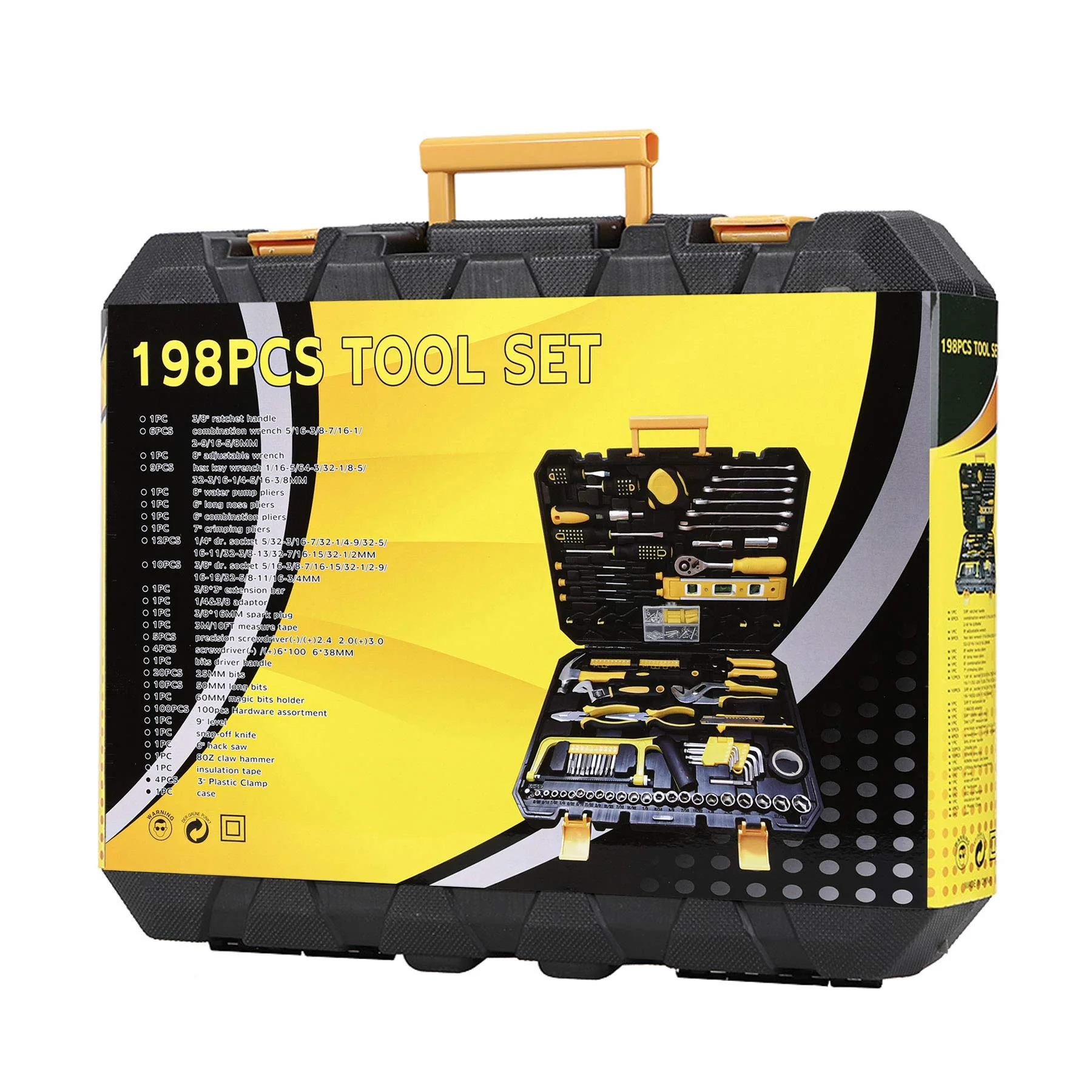 198 Piece Mechanics Tool Set Socket Wrench Auto Repair Tool Combination Mixed Tools Set Hand Tool Kit with Plastic Toolbox Organizer Storage Case - Image 8