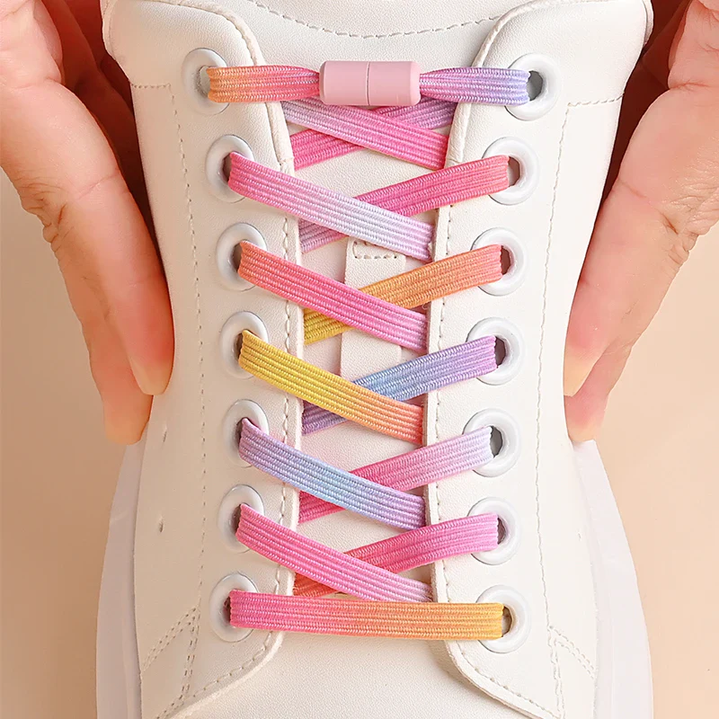 1Pair No Tie Shoe Laces Colorful Buckle Shoelaces Pearl Light Colorful Fashion Without Ties Elastic Laces Sneaker Kids Adult - Image 11