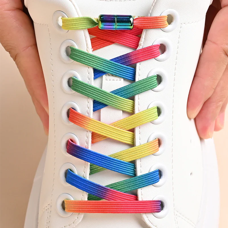 1Pair No Tie Shoe Laces Colorful Buckle Shoelaces Pearl Light Colorful Fashion Without Ties Elastic Laces Sneaker Kids Adult - Image 12