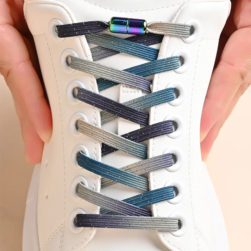 1Pair No Tie Shoe Laces Colorful Buckle Shoelaces Pearl Light Colorful Fashion Without Ties Elastic Laces Sneaker Kids Adult - Image 13