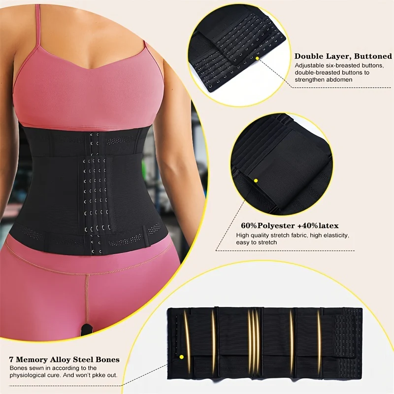 1pc Breathable Polyester Waist Cincher for Women - Medium Control Posture Improvement Shapewear with Adjustable Closure, Knit Fabric Weave, Hand Washable - 1pc - Image 3